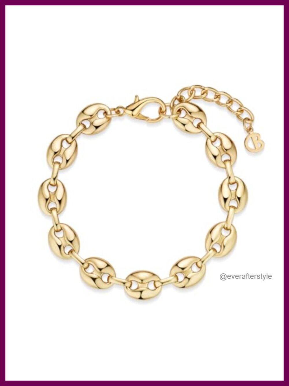 Chunky Coffee Bean Link Bracelet Silver Plated Stackable Punk
